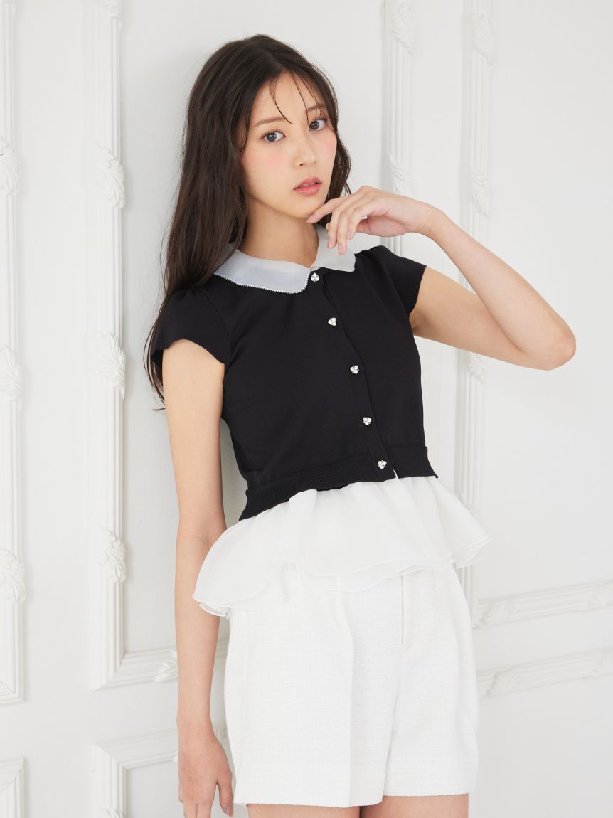 WEB限定カラー】デタッチャブルペプラムカーディガン(ニットプル