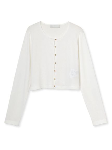 美品✨CELFORD セルフォード シアークロップドカーディガン ホワイト 白 洗える】クルーネックカーディガン(カーディガン・ボレロ)｜TOPS