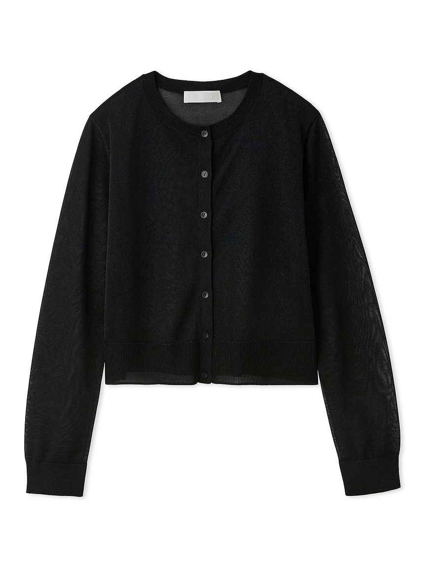 シアーラメクルーネックカーディガン(カーディガン)｜TOPS（トップス