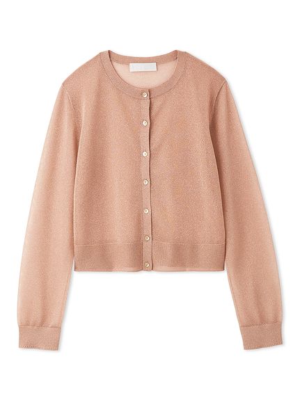 シアーラメクルーネックカーディガン(カーディガン)｜TOPS（トップス