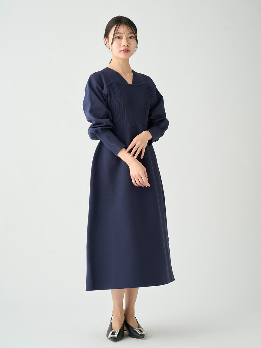 コクーンホールガーメントワンピース(ニットワンピース)｜DRESS