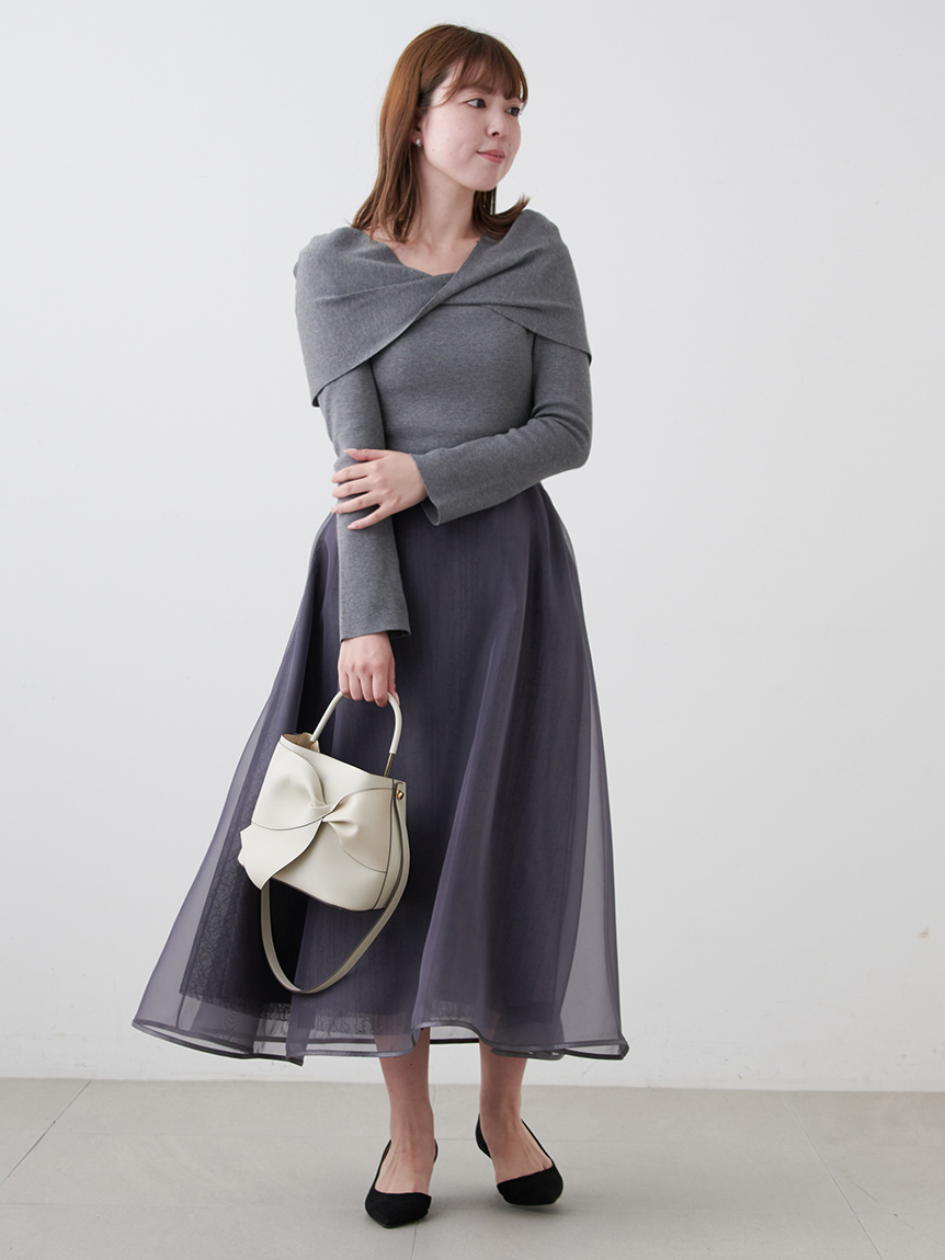 ケープ付きドッキングニットワンピース(ニットワンピース)｜DRESS  