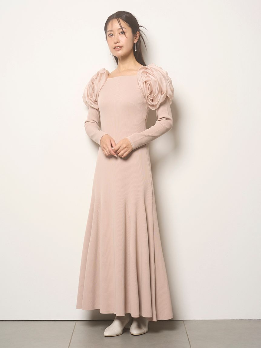 希少✨CELFORD セルフォード　ノルディック柄ニットワンピース　フレア　ラメ YUMIKATSURAforCELFORD】ローズニットワンピース(オケージョンドレス