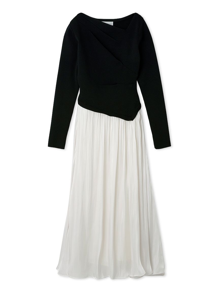 アシメネックニットドッキングワンピース アシメネックニットドッキングワンピース(ニットワンピース