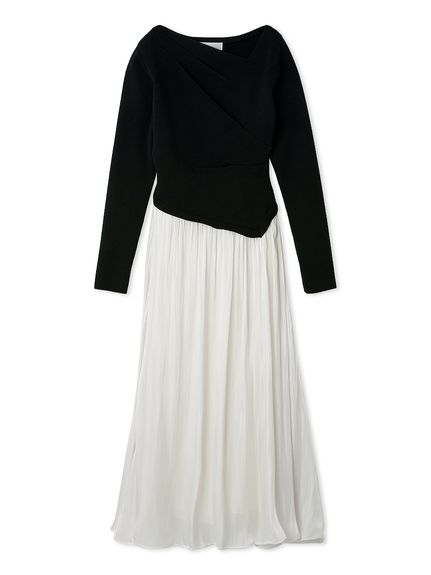 アシメネックニットドッキングワンピース(ニットワンピース)｜DRESS