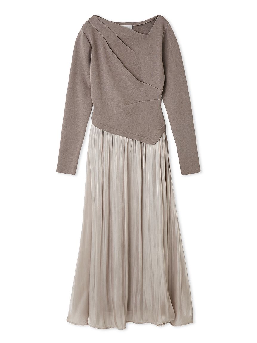 アシメネックニットドッキングワンピース(ニットワンピース