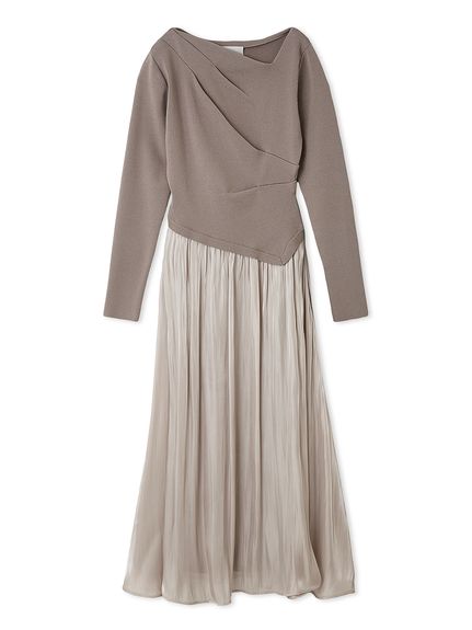 アシメネックニットドッキングワンピース(ニットワンピース)｜DRESS