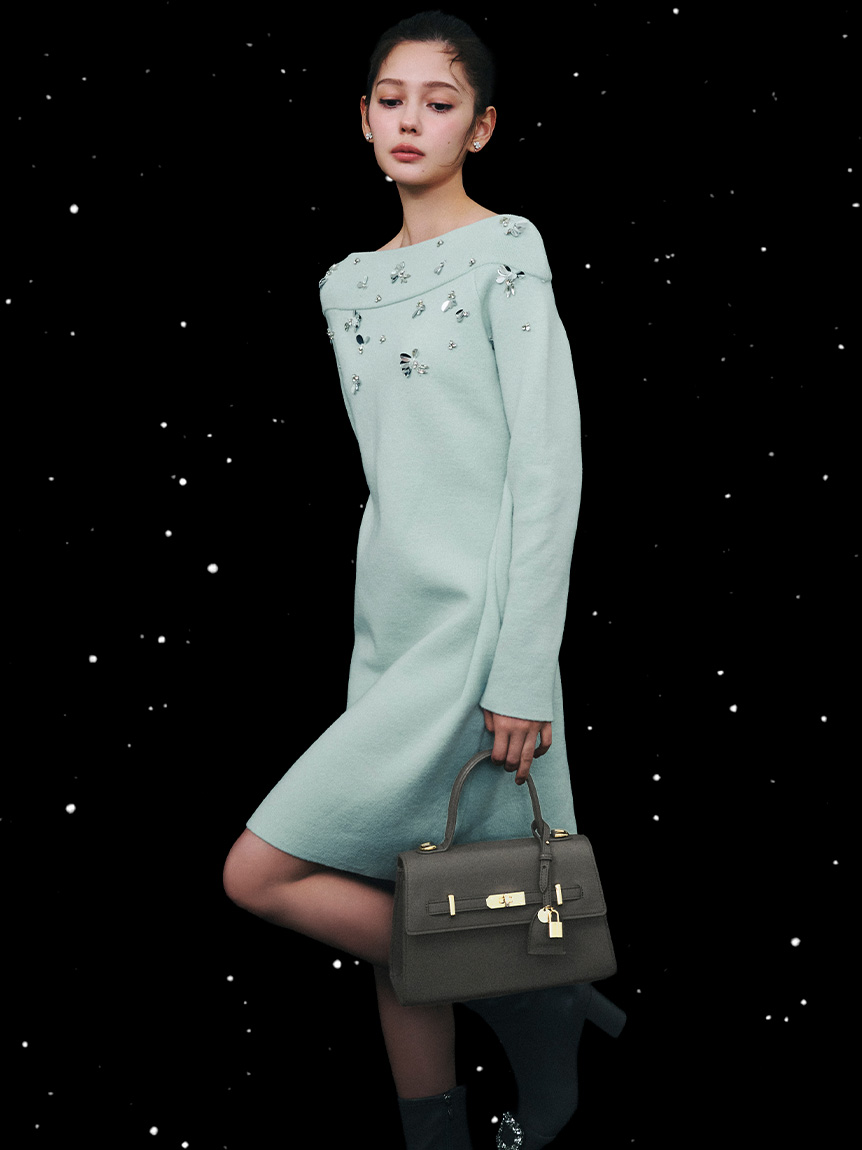 ペタルビジューニットワンピース(デイリーワンピース)｜DRESS（ドレス