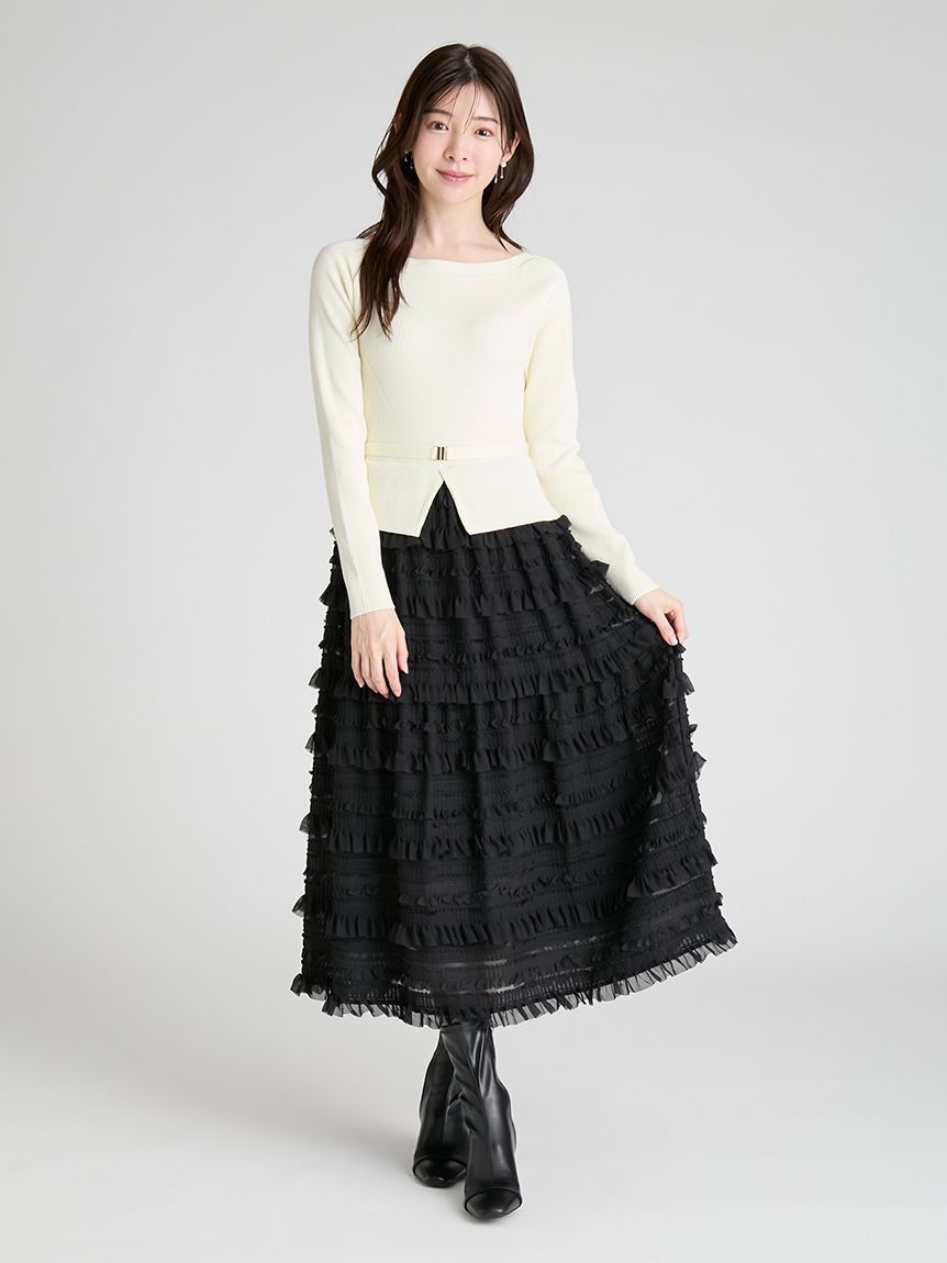 にゃごし＿　ルンドトフテ　ティアス2セット フリルティアードニットドッキングワンピース(デイリー