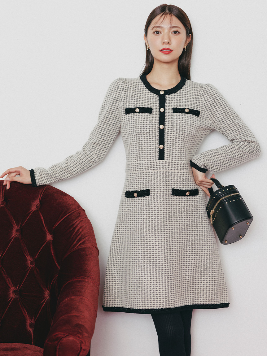 WEB限定】ツイード風ニットワンピース(デイリーワンピース)｜DRESS