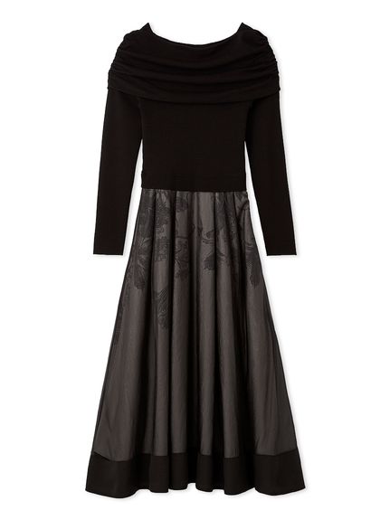 オフショルニットドッキングワンピース(ニットワンピース)｜DRESS