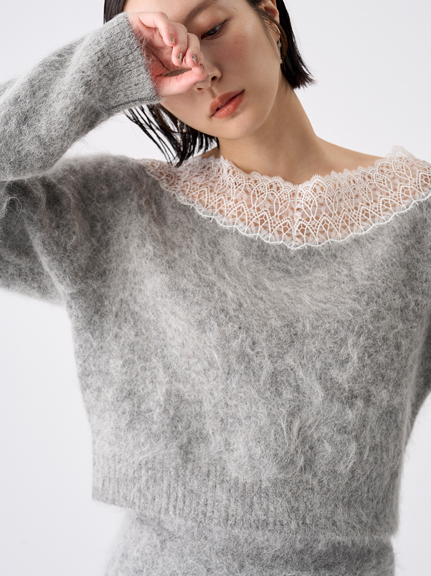 レーストリミングニットセットアップ(ニットワンピース)｜DRESS