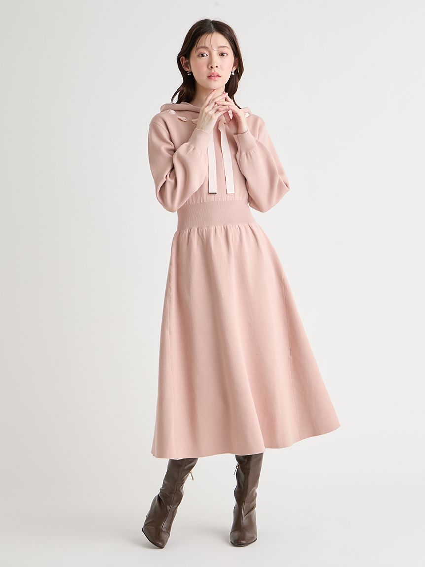 ニットフードワンピ♡ fupel ワンピース hooded cable knit onepiece / フード付きケーブル