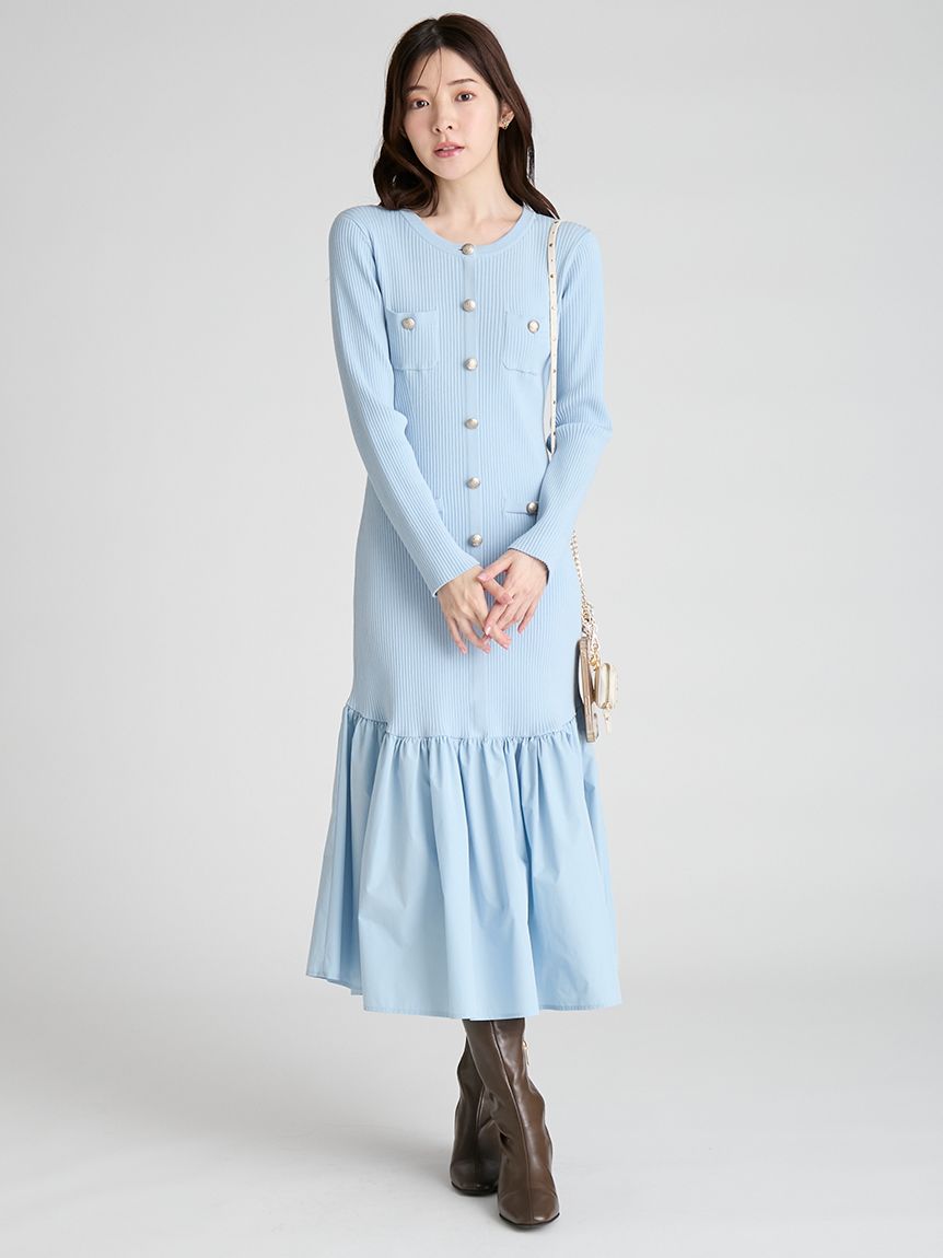 タフタドッキングマーメイドニットワンピース(デイリーワンピース