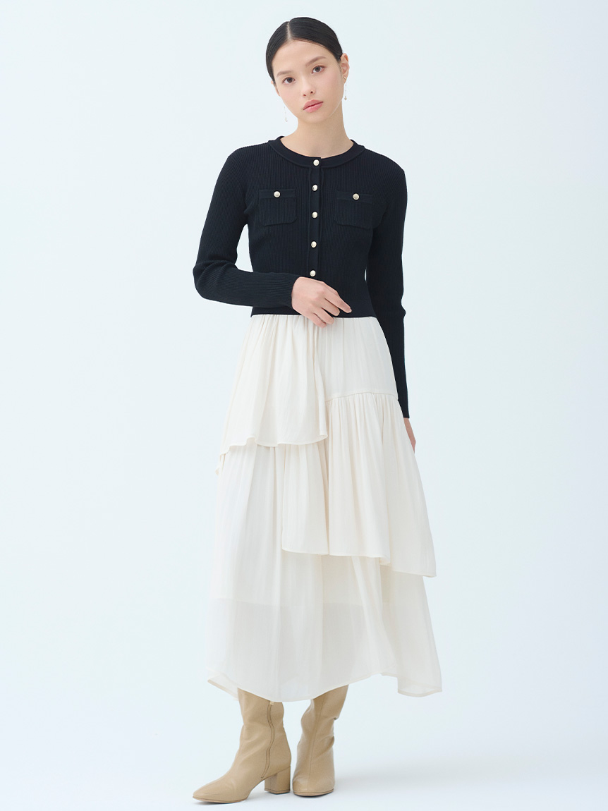 アシメヘムドレス＆トリムリブカーデ(デイリーワンピース)｜DRESS