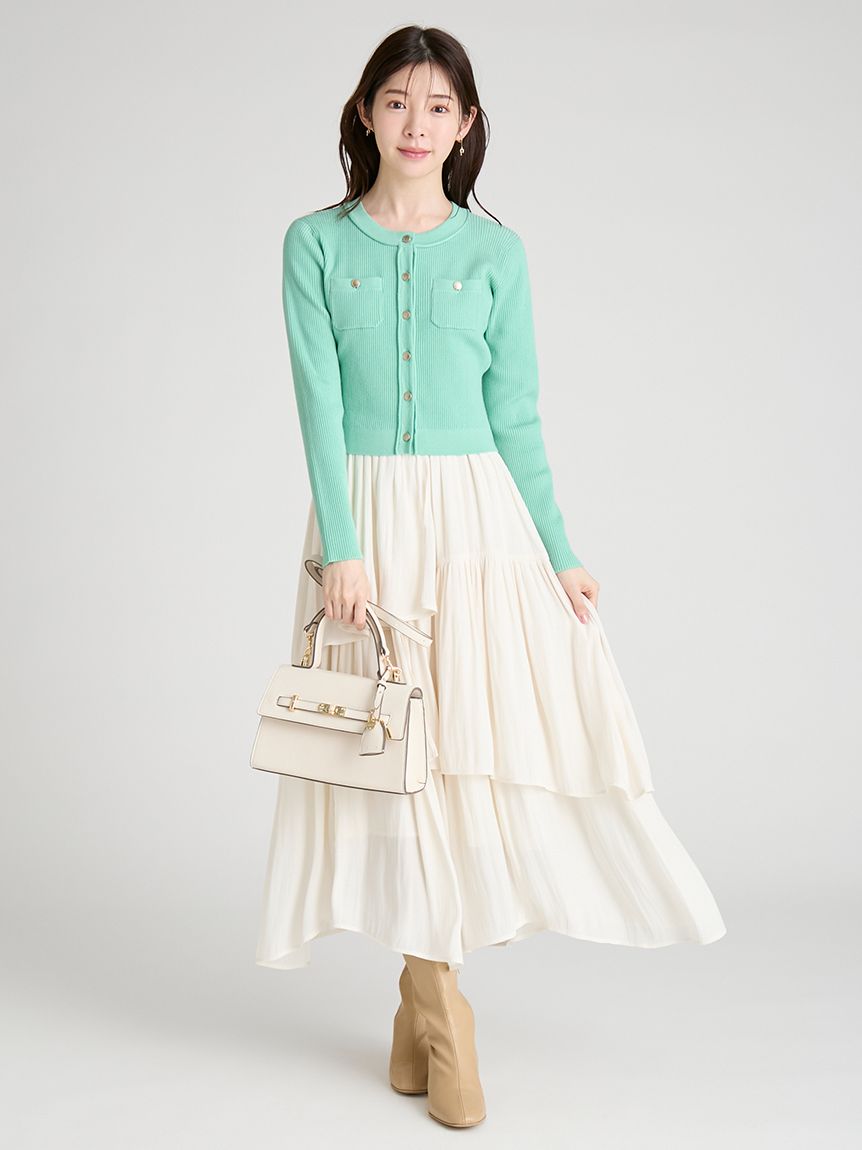 アシメヘムドレス＆トリムリブカーデ(デイリーワンピース)｜DRESS