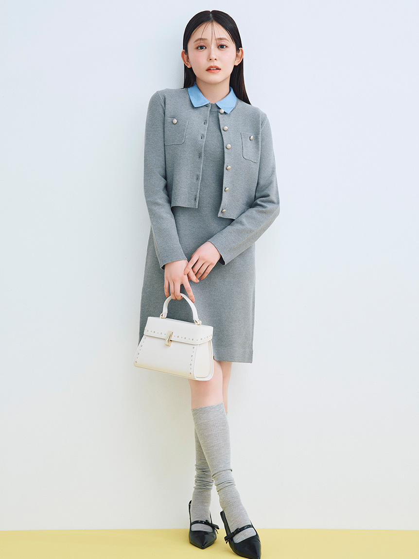 セットアイテム】襟付きニットワンピースセット(ニットワンピース