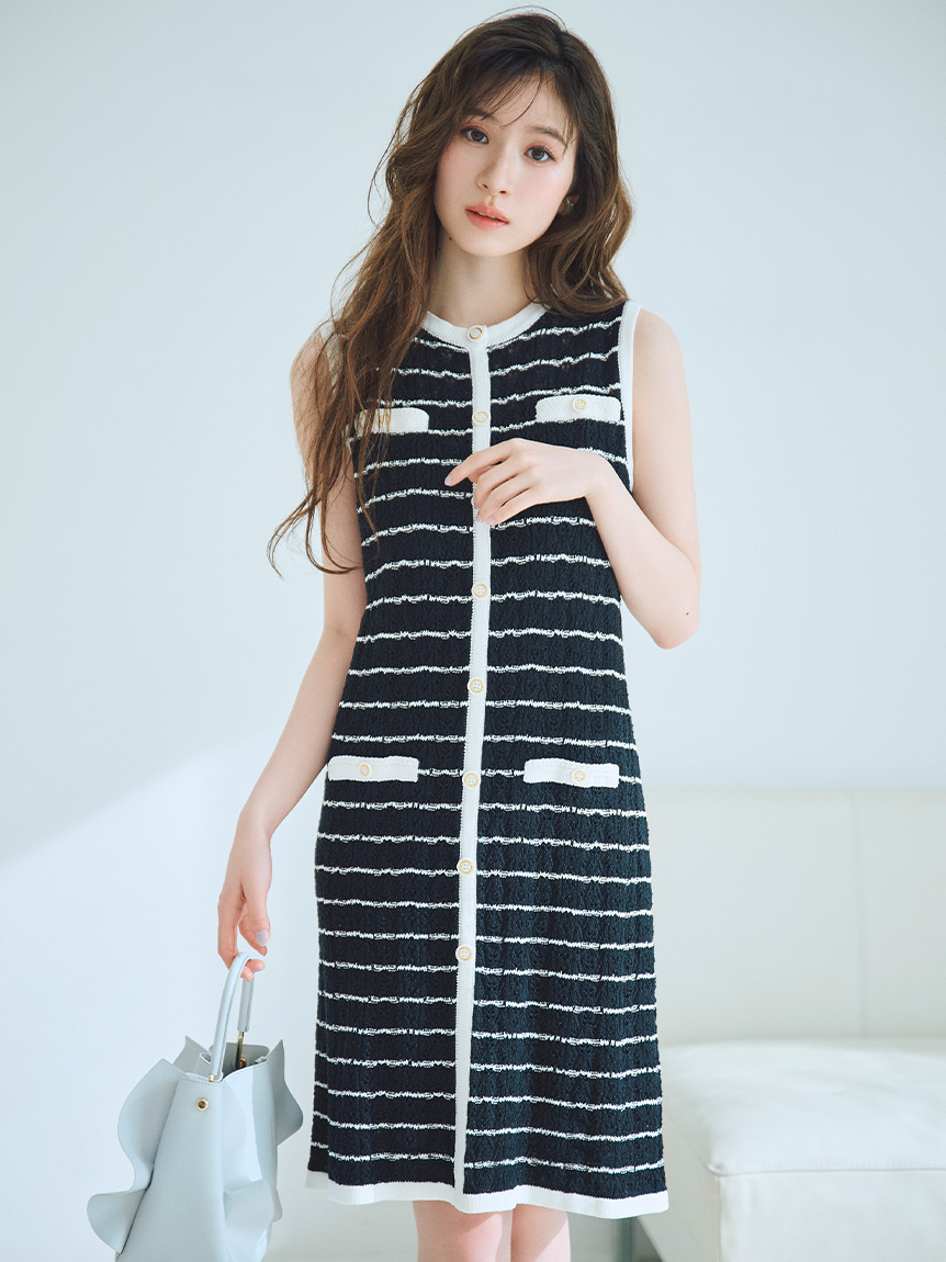 洗える】トリム透かし柄ミニワンピース(デイリーワンピース)｜DRESS