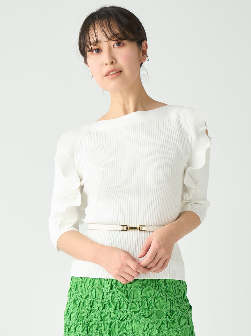 50％OFF】 即完売 HIAND フリル リブニット カットソー ハイアンド