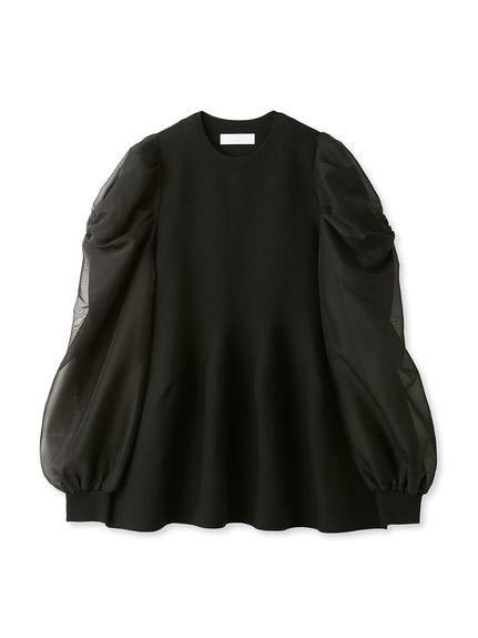 布帛コンビペプラムニットプル(ニットプルオーバー)｜TOPS（トップス