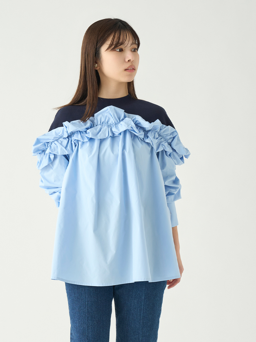 布帛ドッキングニットチュニック(ブラウス・シャツ)｜TOPS（トップス