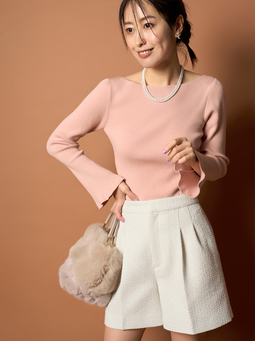 フレアラインリブニット(ニットプルオーバー)｜TOPS（トップス 