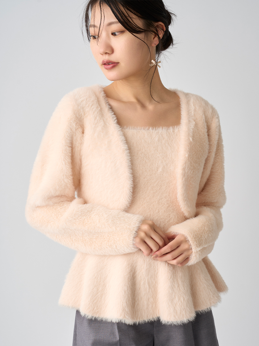 ファーライクニットアンサンブル(カーディガン)｜TOPS（トップス