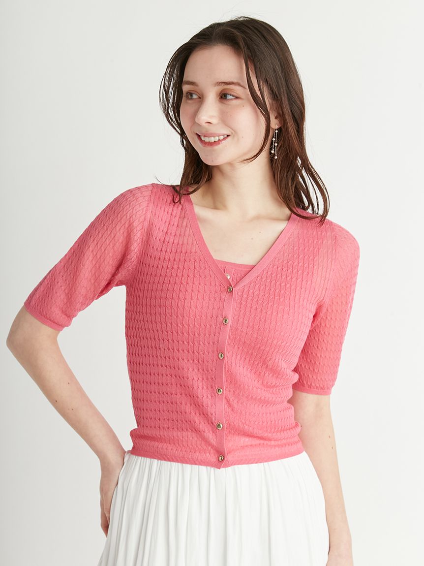 ケーブルアンサンブルニット(ニットプルオーバー)｜TOPS