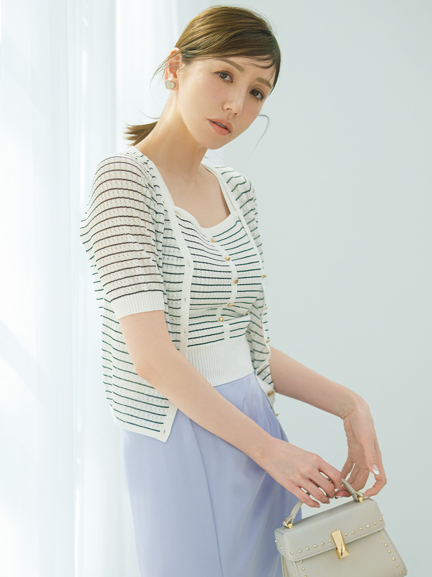 ケーブルアンサンブルニット(ニットプルオーバー)｜TOPS