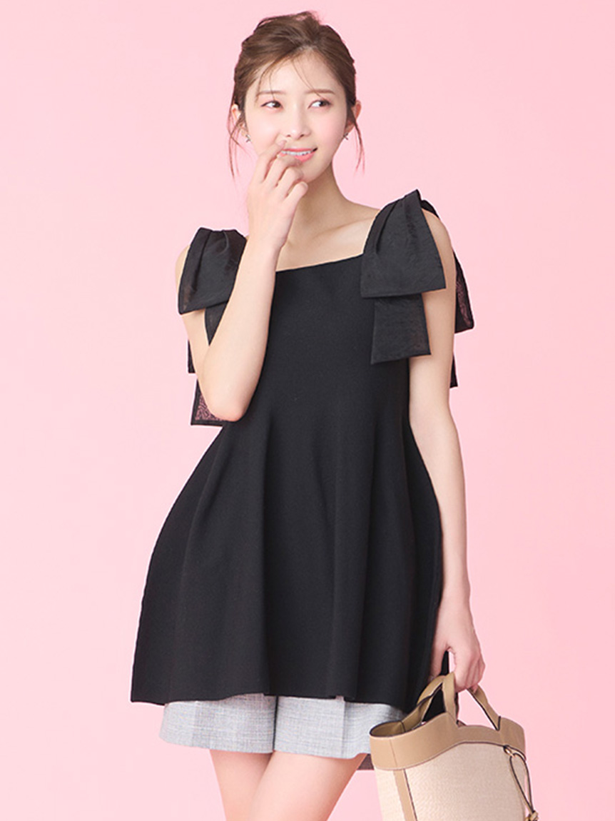 fitmore 袖リボンペプラムニット 袖リボンペプラムニット【宅配便】 | Fit more