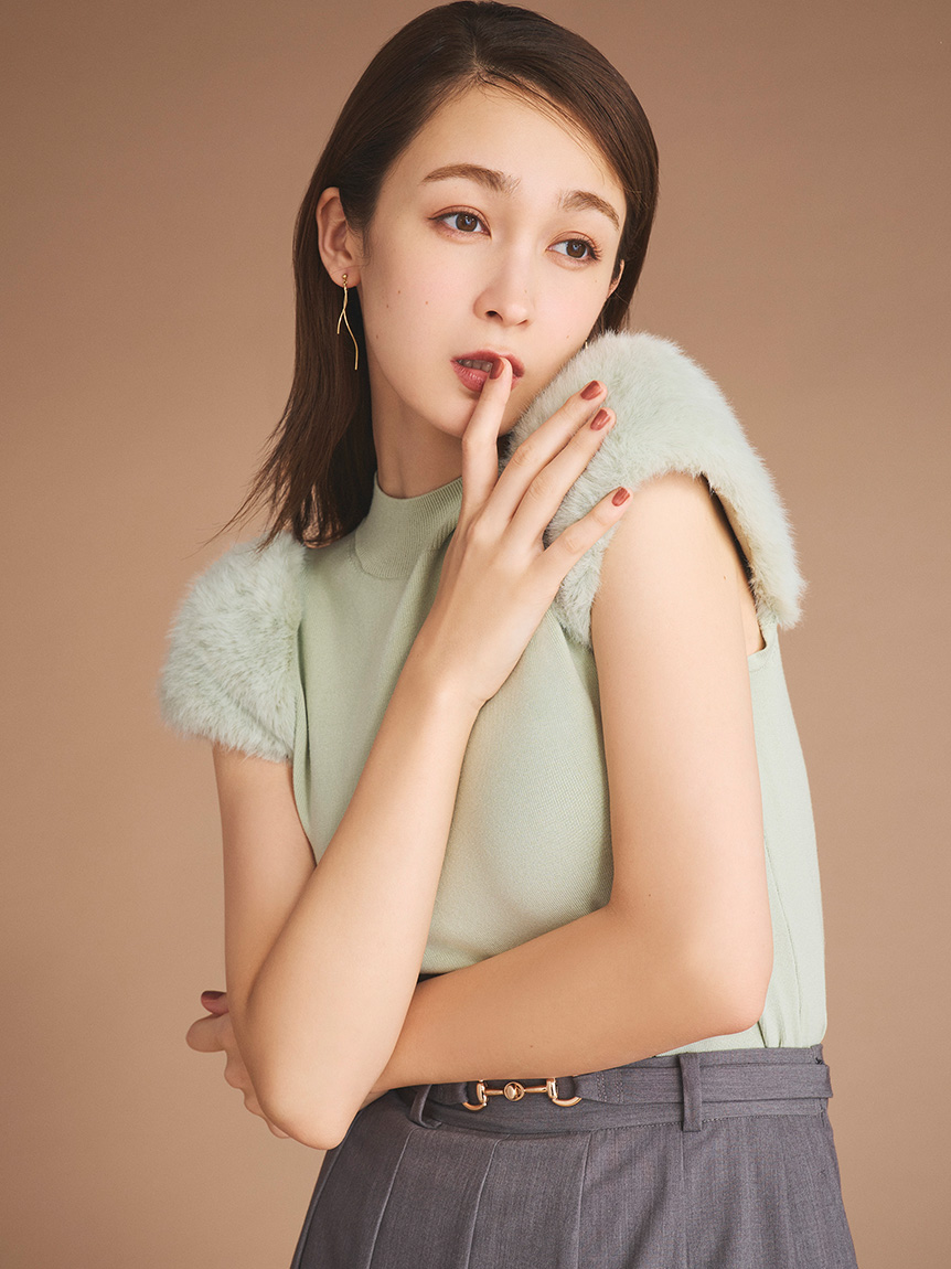 セルフォード　チュールニット（春夏）グレージュ CELFORD（セルフォード）の「チュールラッフルニット