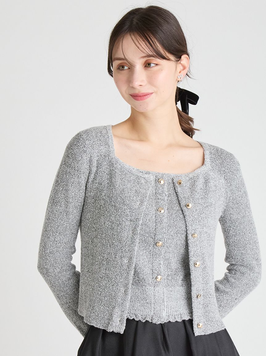 スクエアネックアンサンブルニット(ニットプルオーバー)｜TOPS