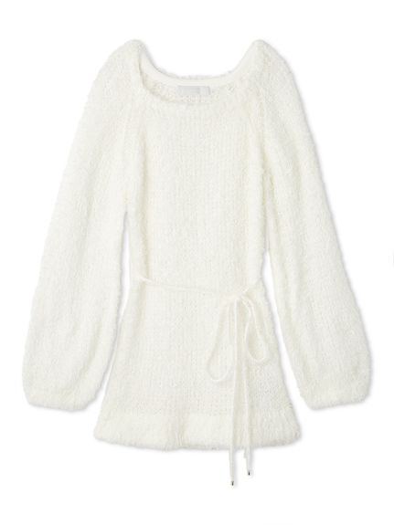 リボン付きフラッフィーニットプルオーバー(ニットプルオーバー