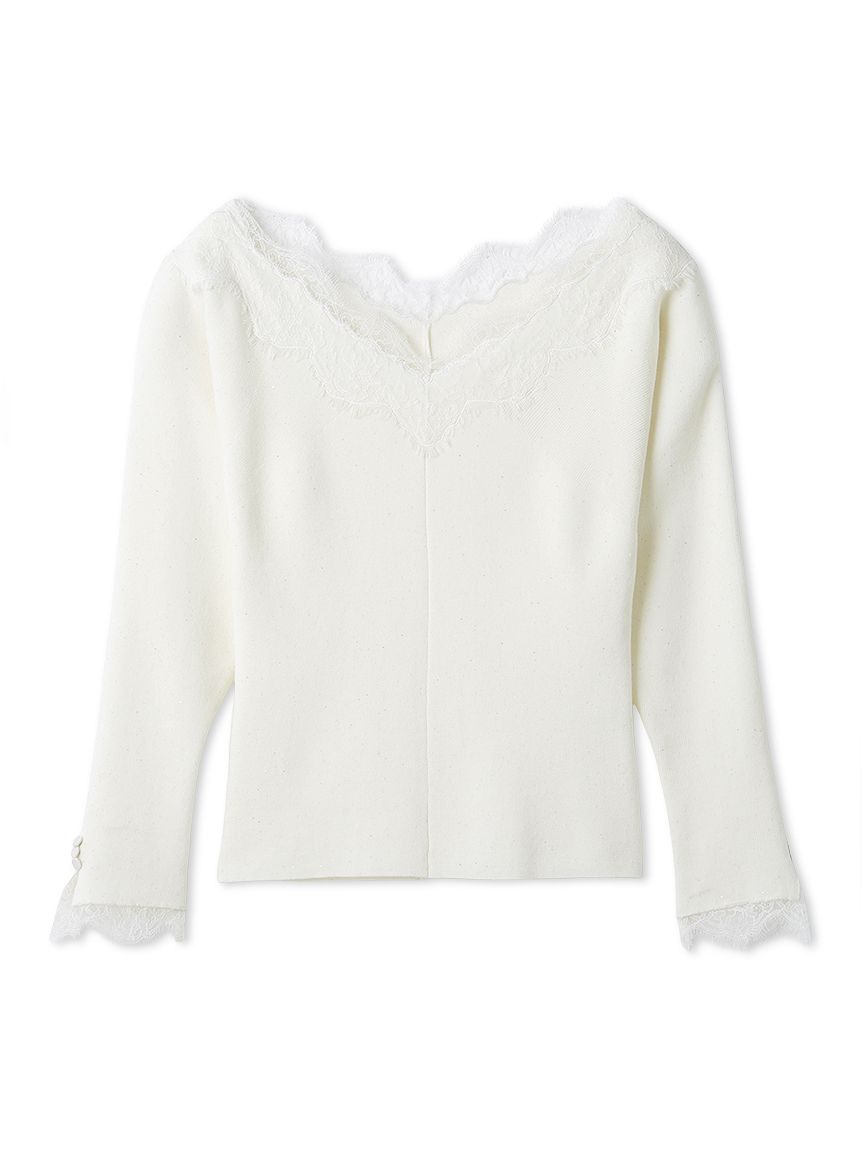 レーストリムリブニットプルオーバー(ニットプルオーバー)｜TOPS