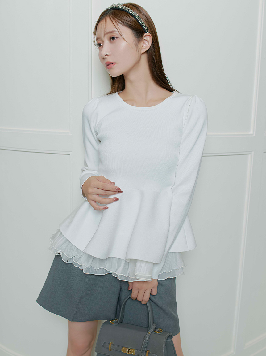 CELFORD ペプラムトップ 38 ペプラムドッキングニットプルオーバー(ニットプルオーバー)｜TOPS