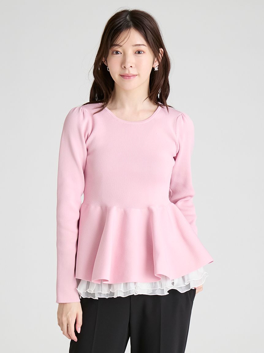 ペプラムドッキングニットプルオーバー(ニットプルオーバー)｜TOPS