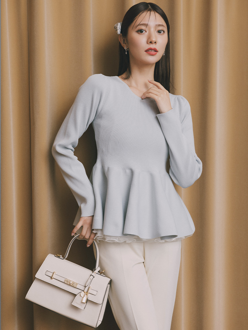 CELFORD ペプラムトップ 38 ペプラムドッキングニットプルオーバー(ニットプルオーバー)｜TOPS