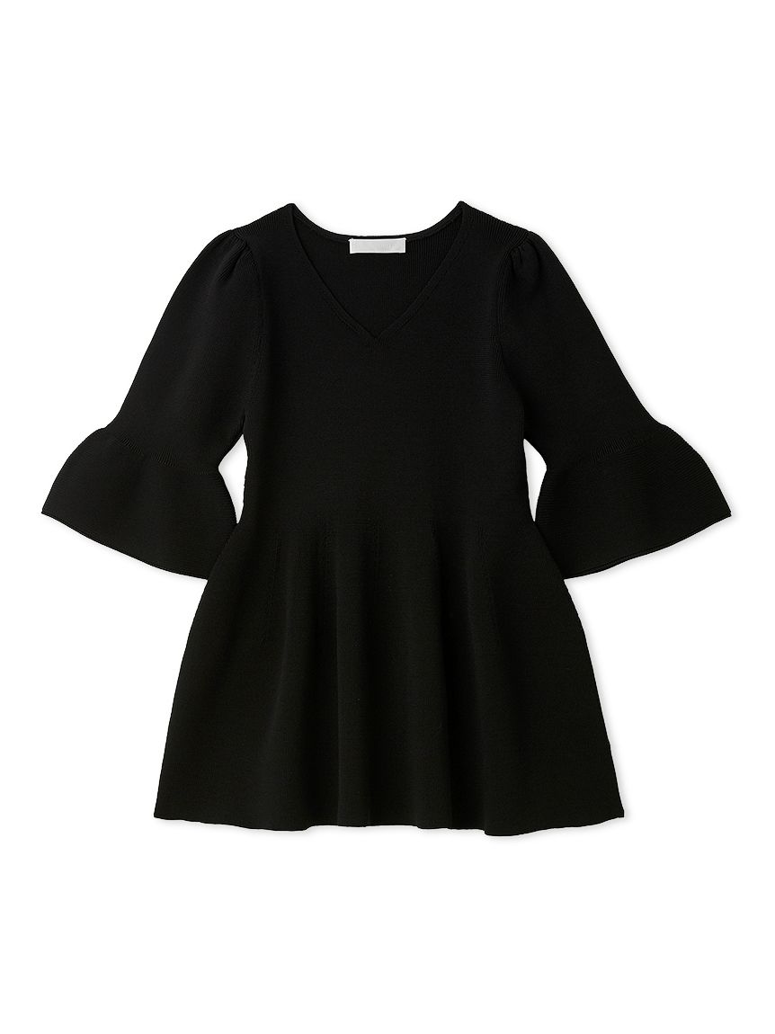 洗える】ベルスリーブペプラムニットプルオーバー(ニットプルオーバー