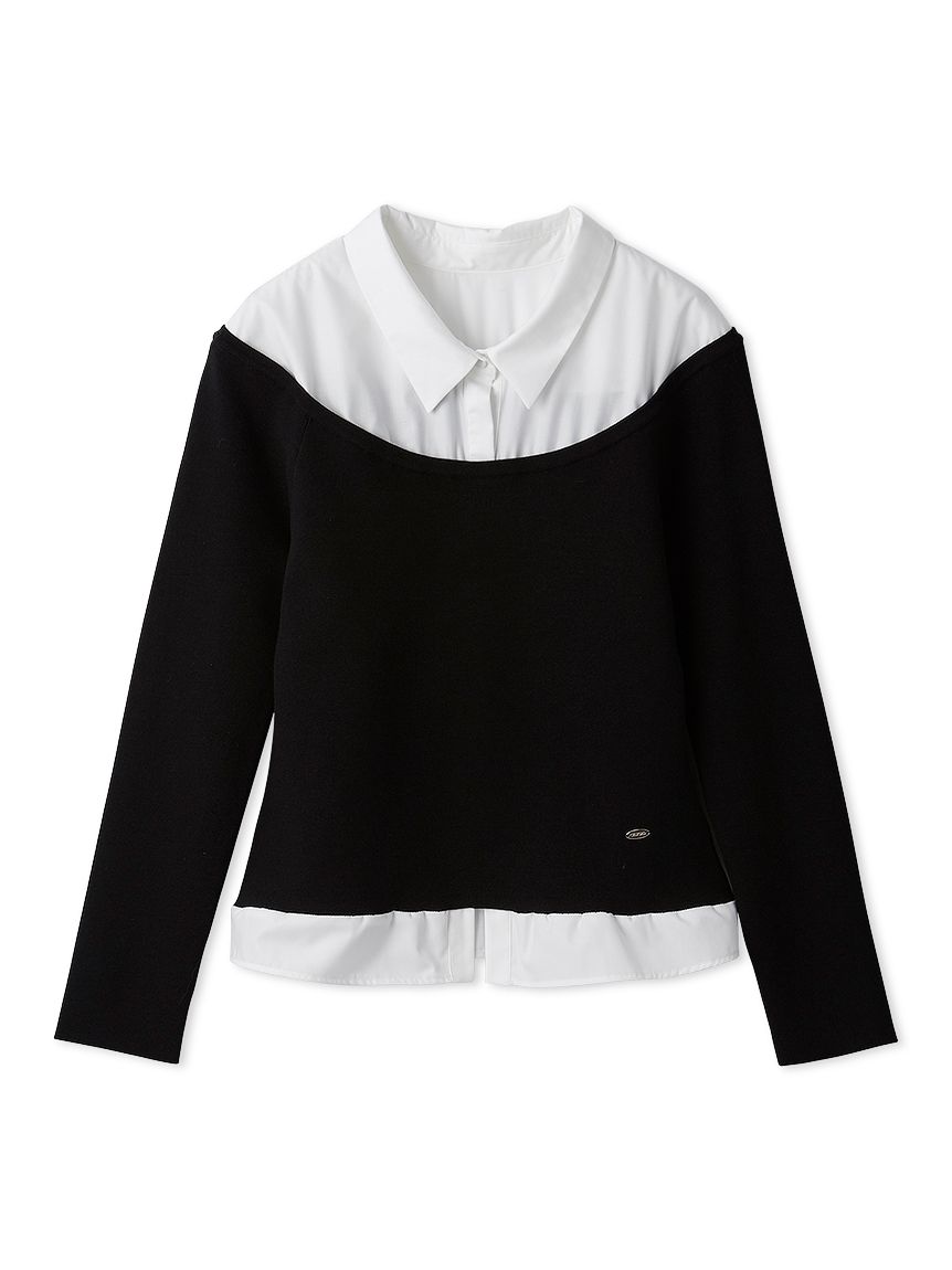 洗える】シャツ襟ニットトップス(ニットプルオーバー)｜TOPS（トップス