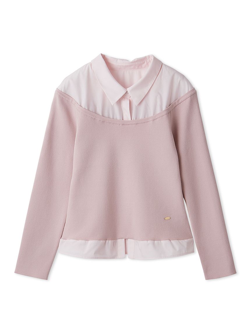 洗える】シャツ襟ニットトップス(ニットプルオーバー)｜TOPS（トップス