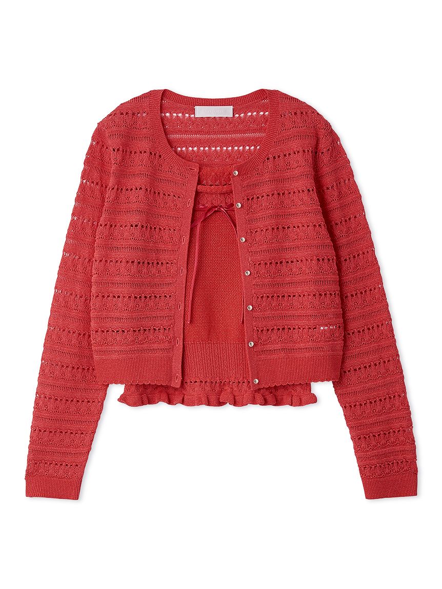 洗える】レーシーニットアンサンブル(カーディガン)｜TOPS（トップス