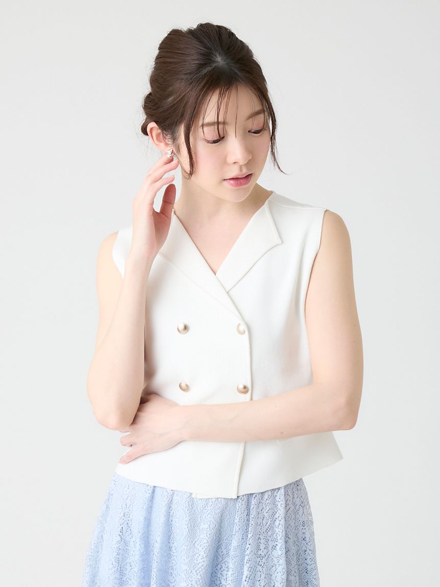 洗える】【UVカット】ダブルブレストニットジレ(ニットプルオーバー