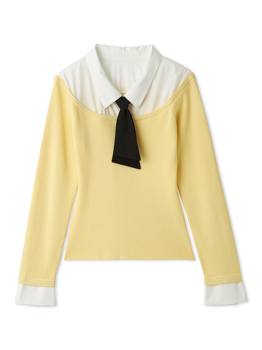 シャツドッキングニットプルオーバー(ニットプルオーバー)｜TOPS