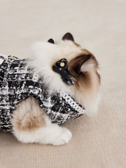 【ハンドメイド】犬のぬいぐるみ＊ツイード生地アクセント 洗える】【DOG&CAT】ファンシーツイードジレ(ウェア)｜PET｜CELFORD