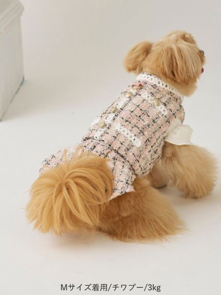 洗える】【DOG&CAT】ツイードドッキングカットワンピース(ウェア)｜PET