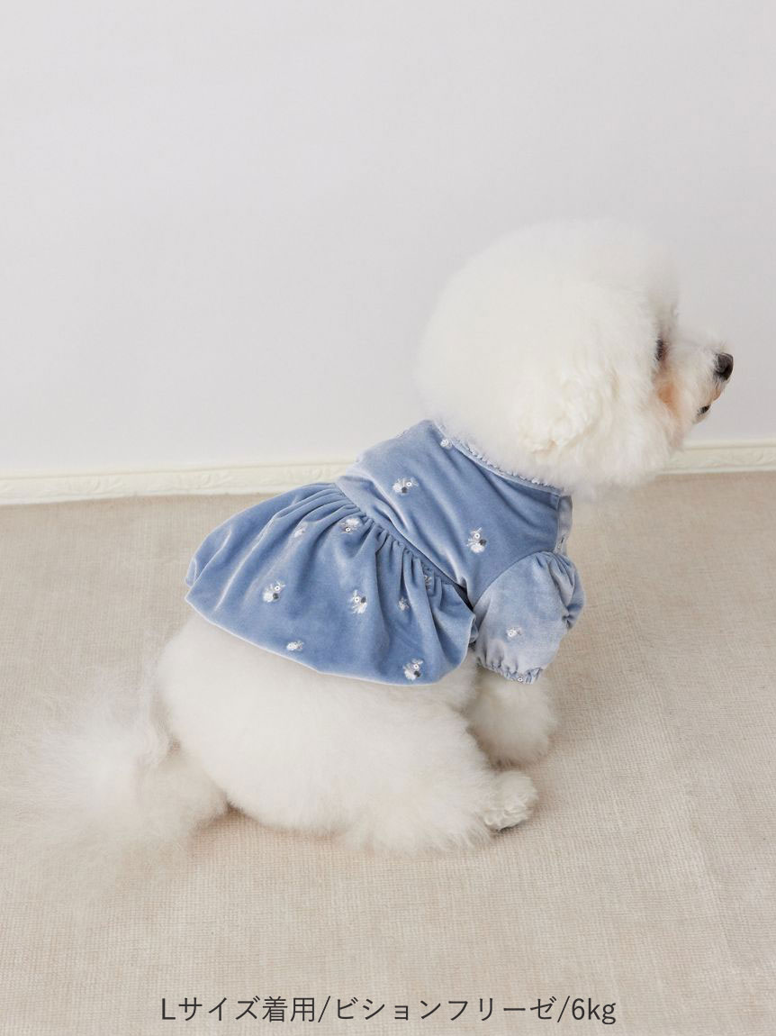 洗える】【DOG&CAT】小花刺繍ベロアワンピース(ウェア)｜PET｜CELFORD