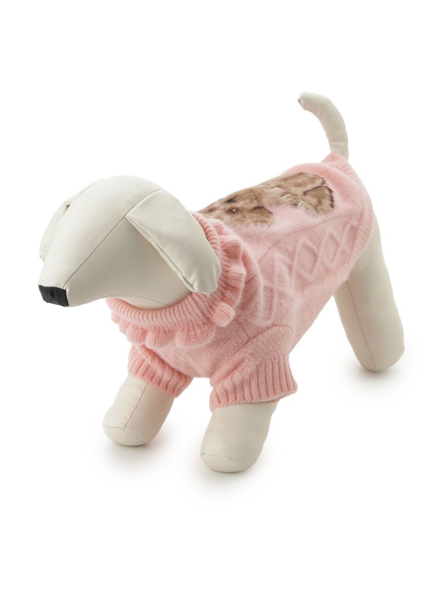 ドライクリーニング】【DOG&CAT】DOG柄ケーブルニットプルオーバー