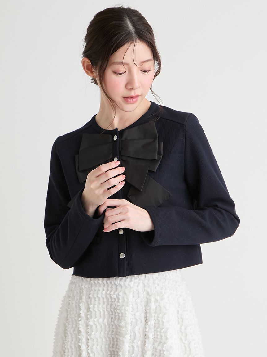 【美品】cen. リボンジャケット 洗える】リボンデザインジャケット(ジャケット・ブルゾン)｜OUTER