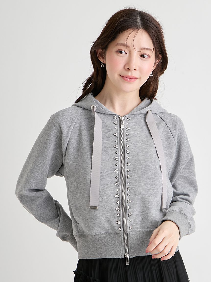 UVカット】【洗える】フロントビシューフーディー(パーカー)｜TOPS