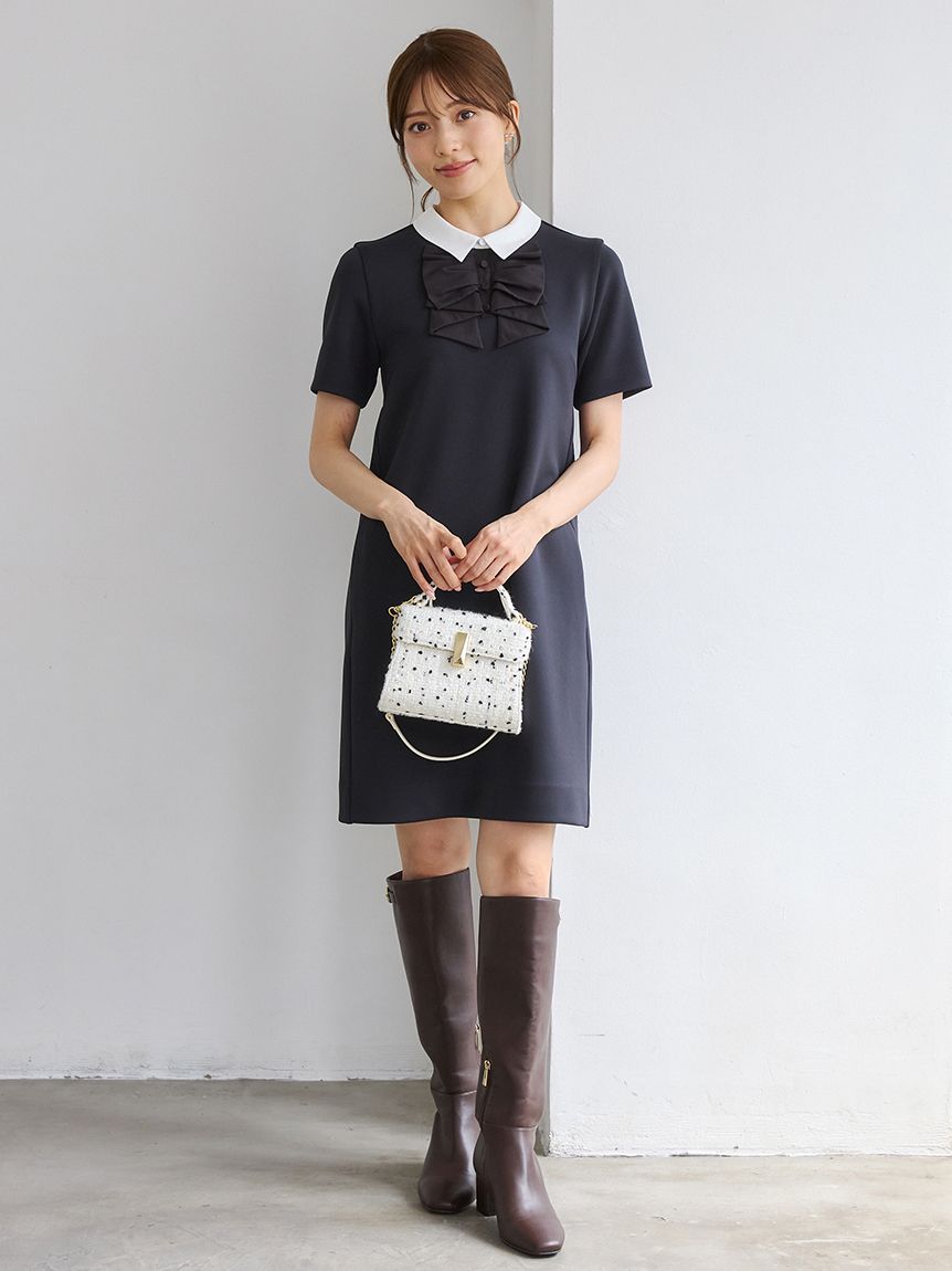 洗える】リボンモチーフミニワンピース(ミニワンピース)｜DRESS